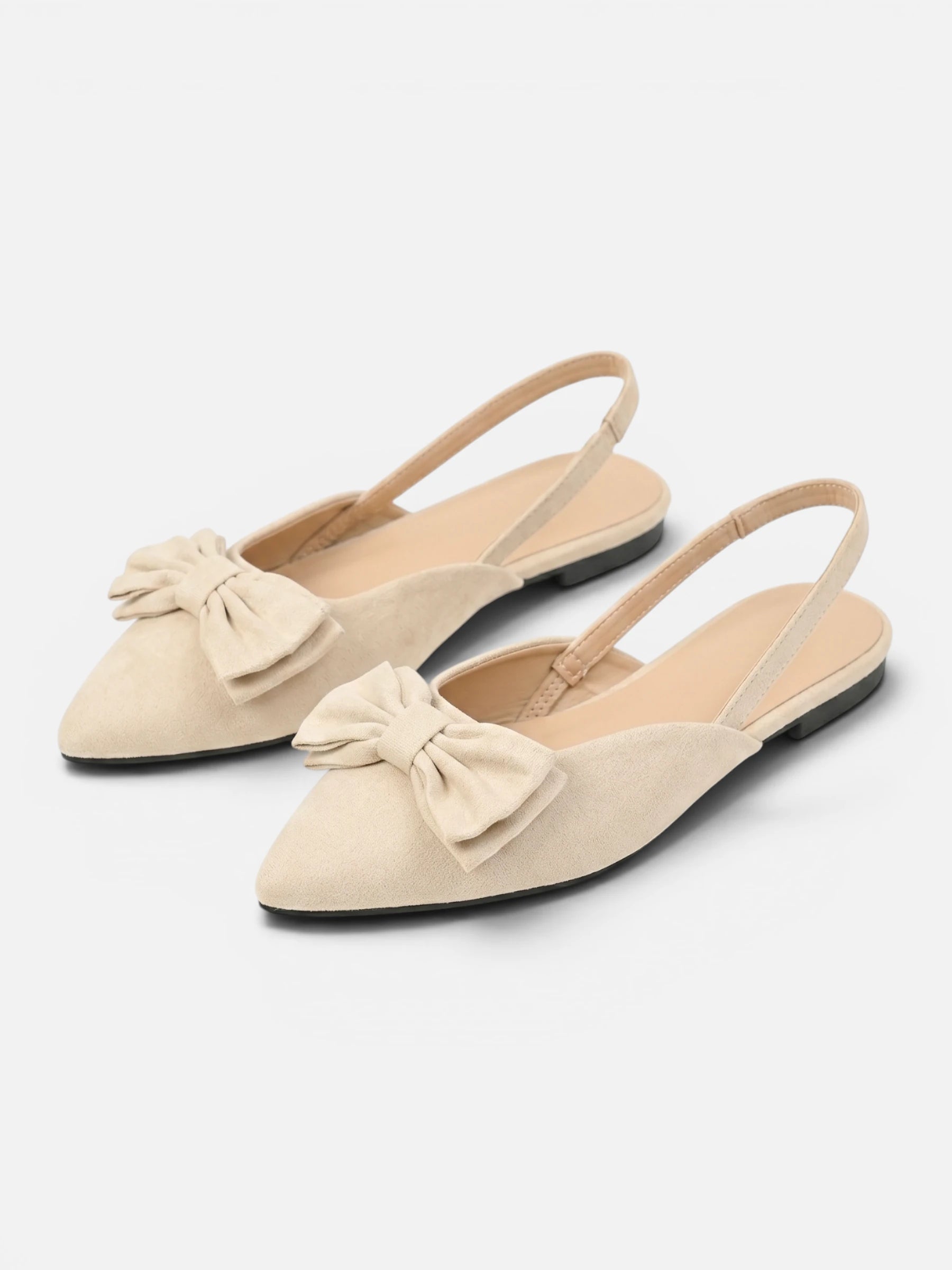 Bailarina slingback para mujer con punta puntiaguda y lazo decorativo