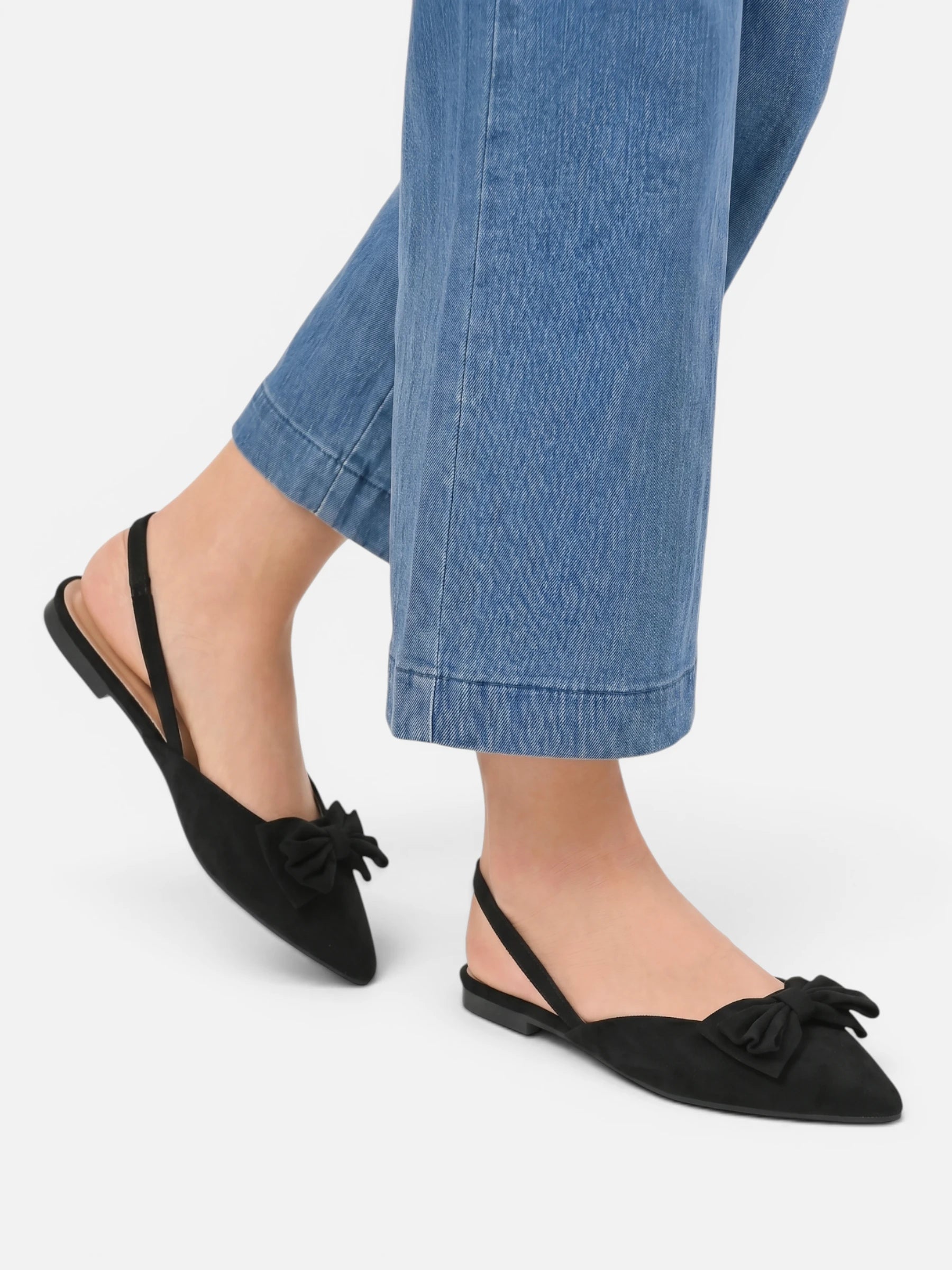 Ballerine slingback femme bout pointu et nœud décoratif