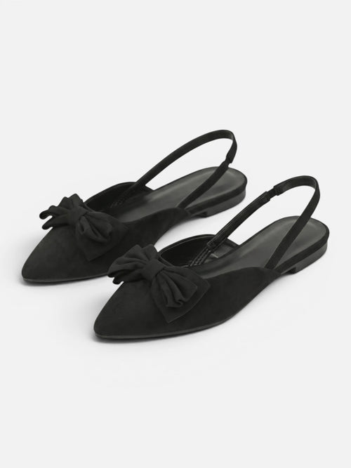 Ballerine slingback femme bout pointu et nœud décoratif