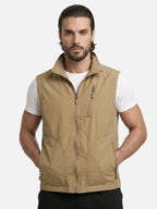 Gilet sans manches homme – multi-poches et col montant