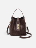 Women's Woven Leather Bucket Bag
