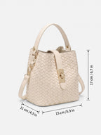 Women's Woven Leather Bucket Bag