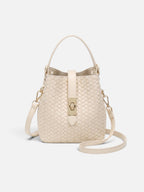 Women's Woven Leather Bucket Bag