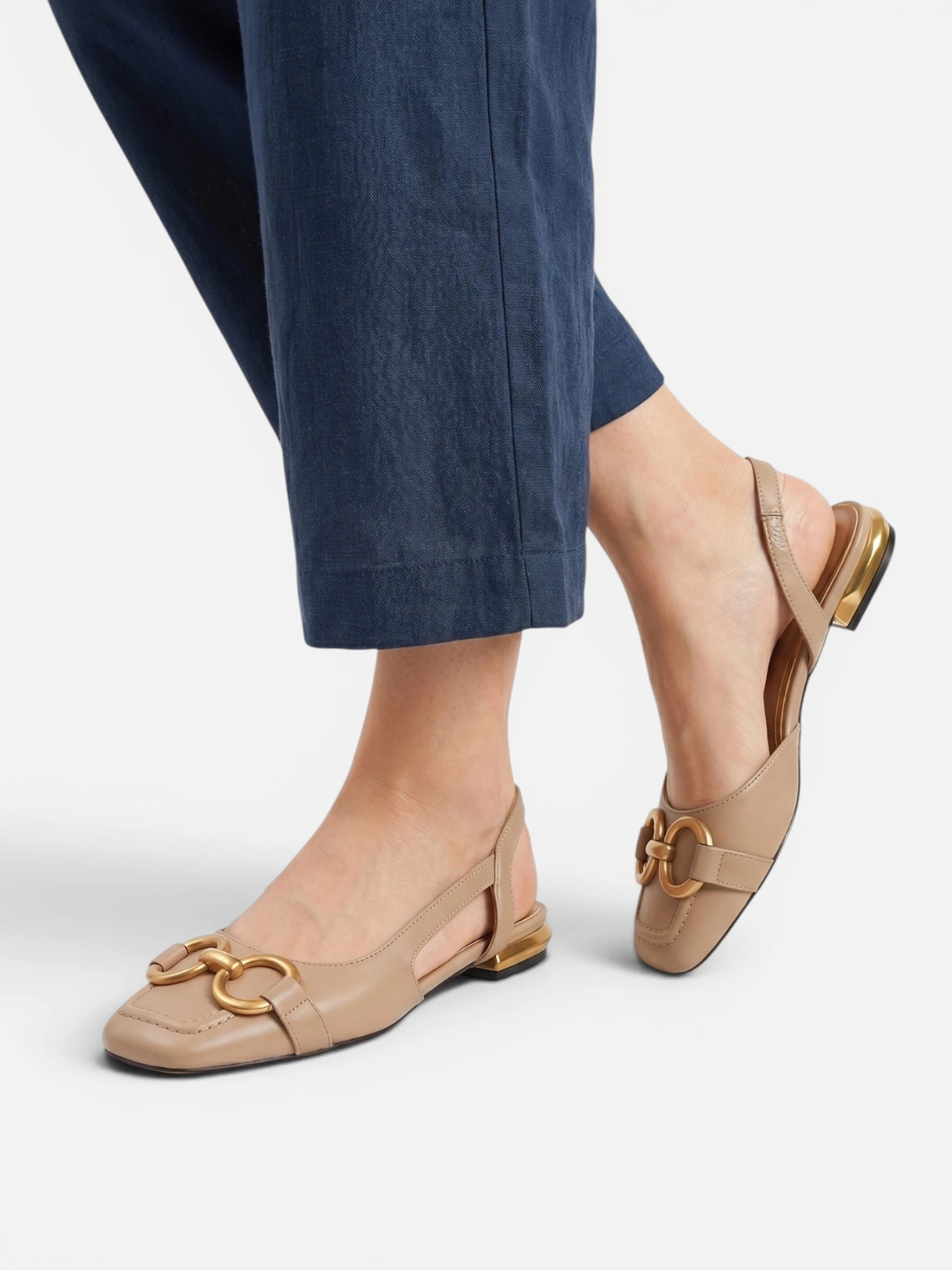 Ballerines Femme Slingback à Bout Carré Plates