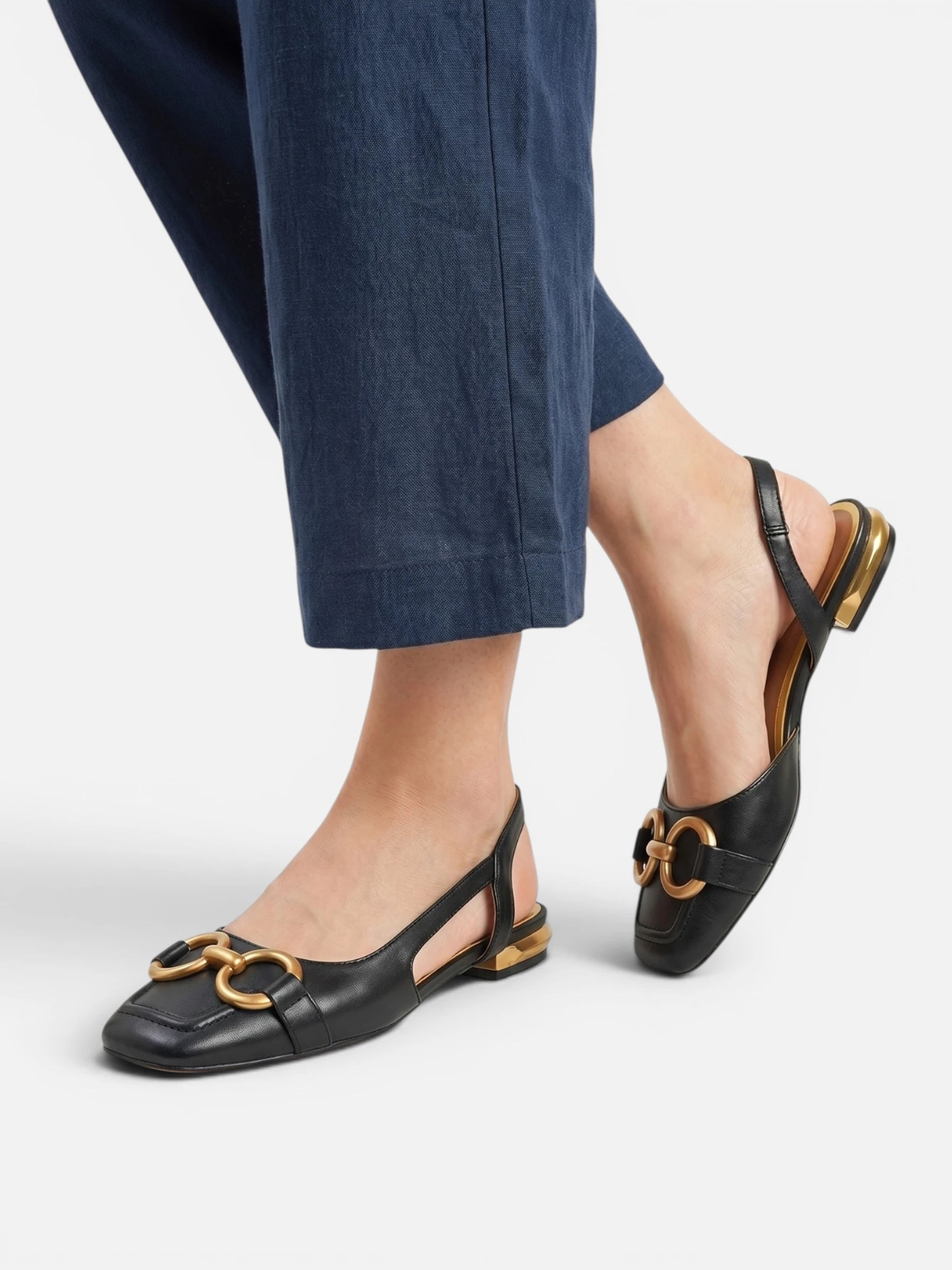 Ballerines Femme Slingback à Bout Carré Plates