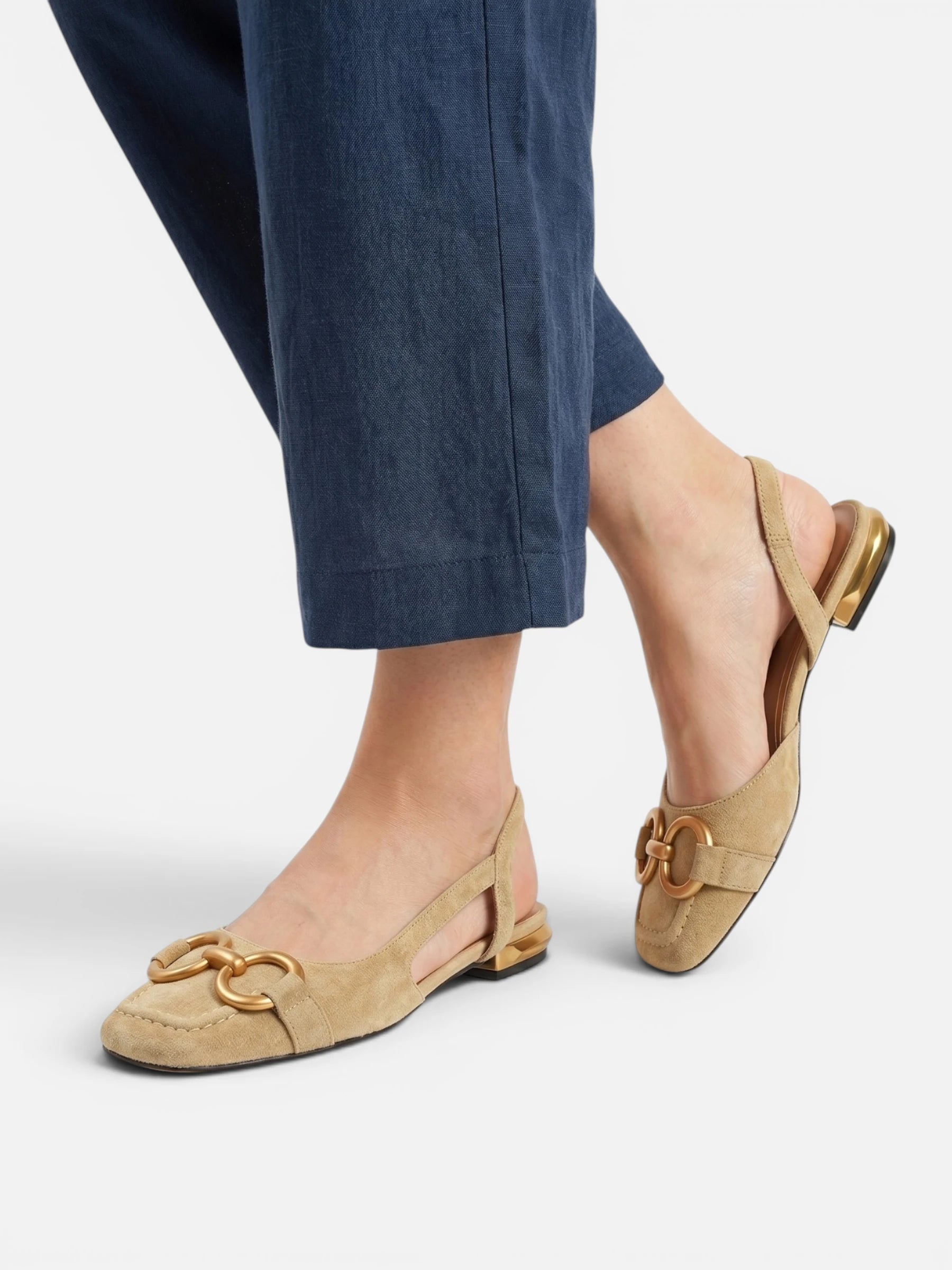 Ballerines Femme Slingback à Bout Carré Plates