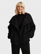 Chaqueta corta elegante con gran cuello para mujer
