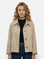 Veste Femme Courte Col Chemise Boutonnée