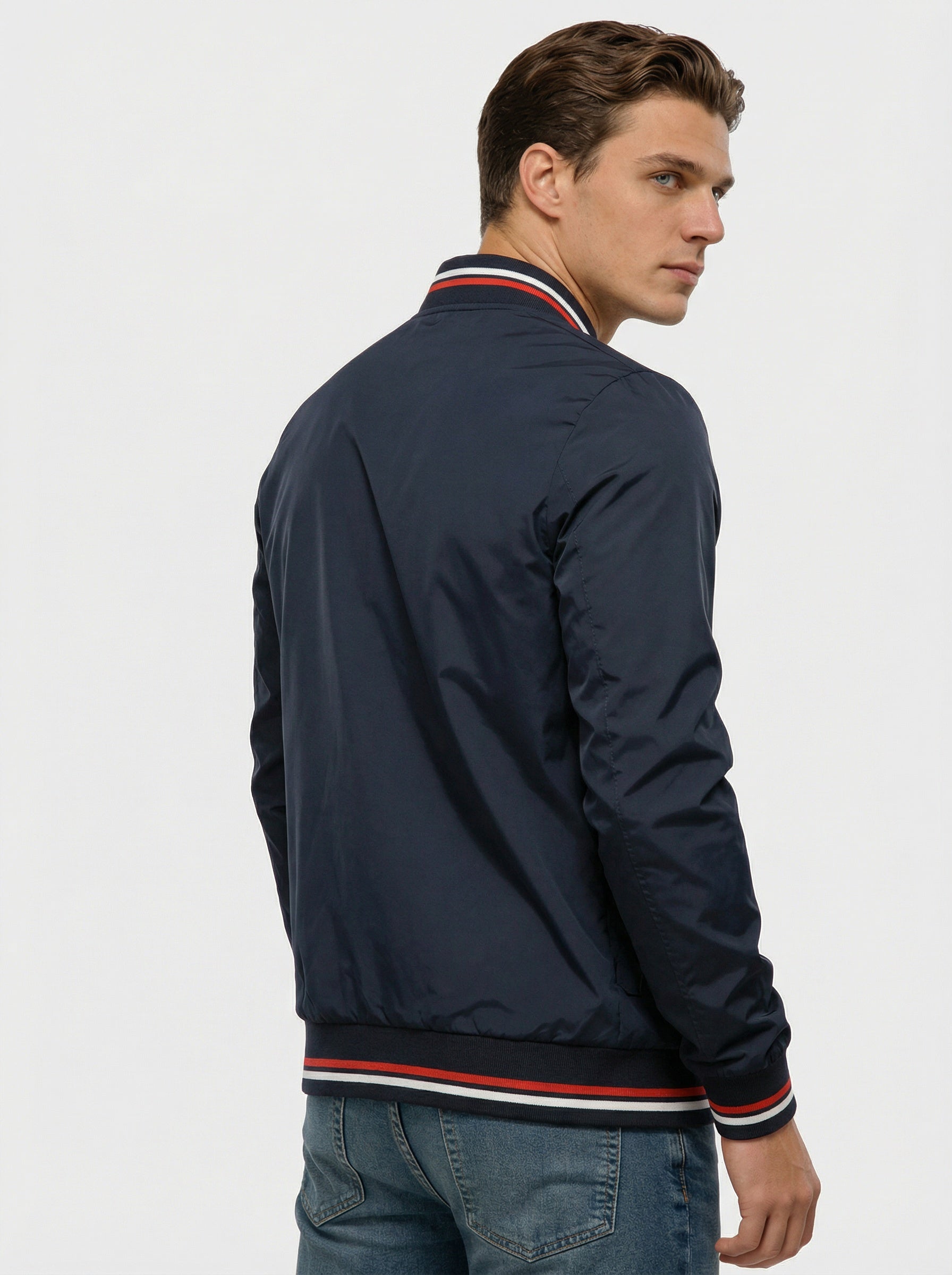 Chaqueta bomber cómoda con cierre de cremallera para hombre