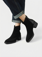 Bottines Femme en Daim Bout Pointu Talon Bloc