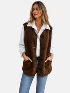 Women's Teddy Sherpa Button Front Gilet