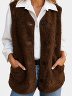Women's Teddy Sherpa Button Front Gilet
