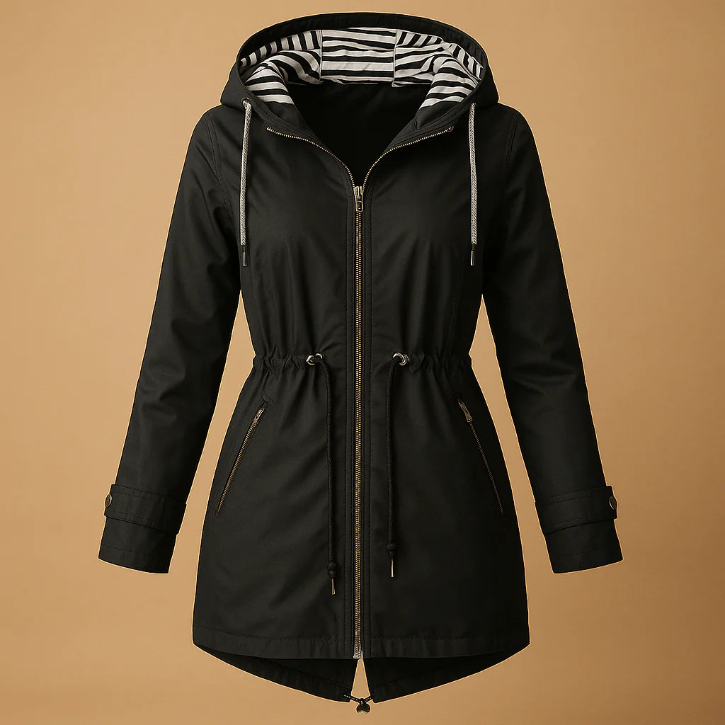 Manteau imperméable femme léger avec poches et cordon de serrage