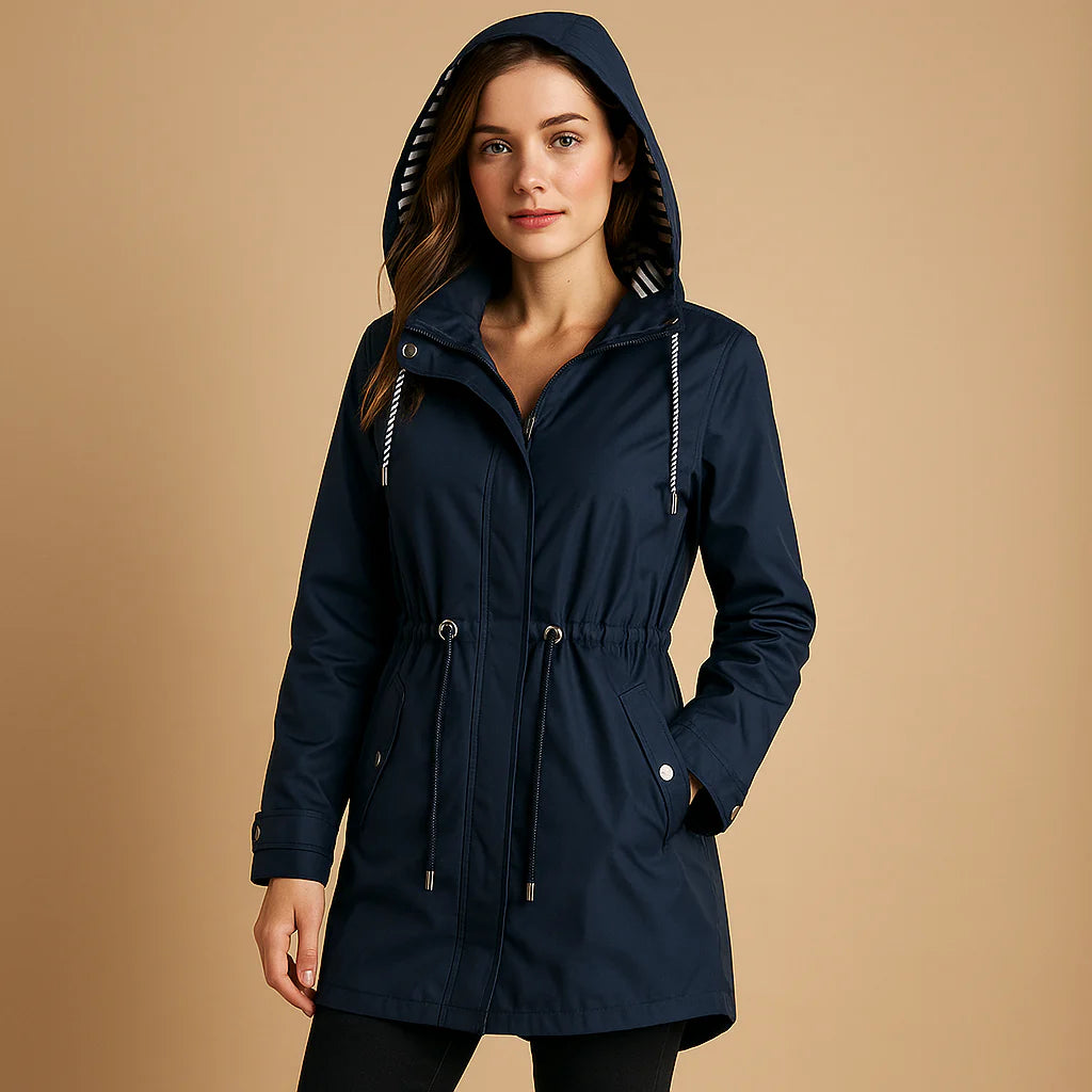 Manteau imperméable femme léger avec poches et cordon de serrage