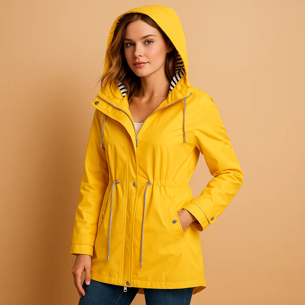 Manteau imperméable femme léger avec poches et cordon de serrage