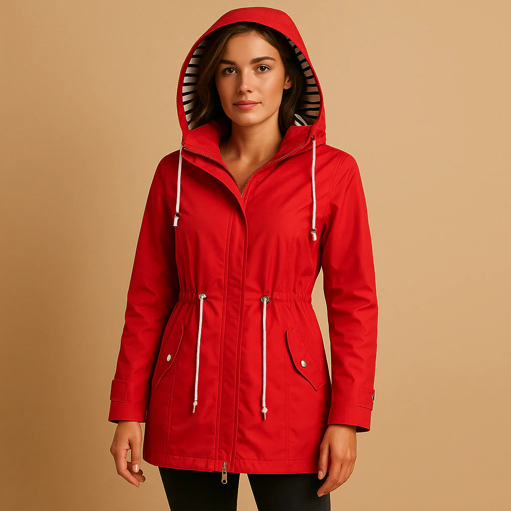 Manteau imperméable femme léger avec poches et cordon de serrage