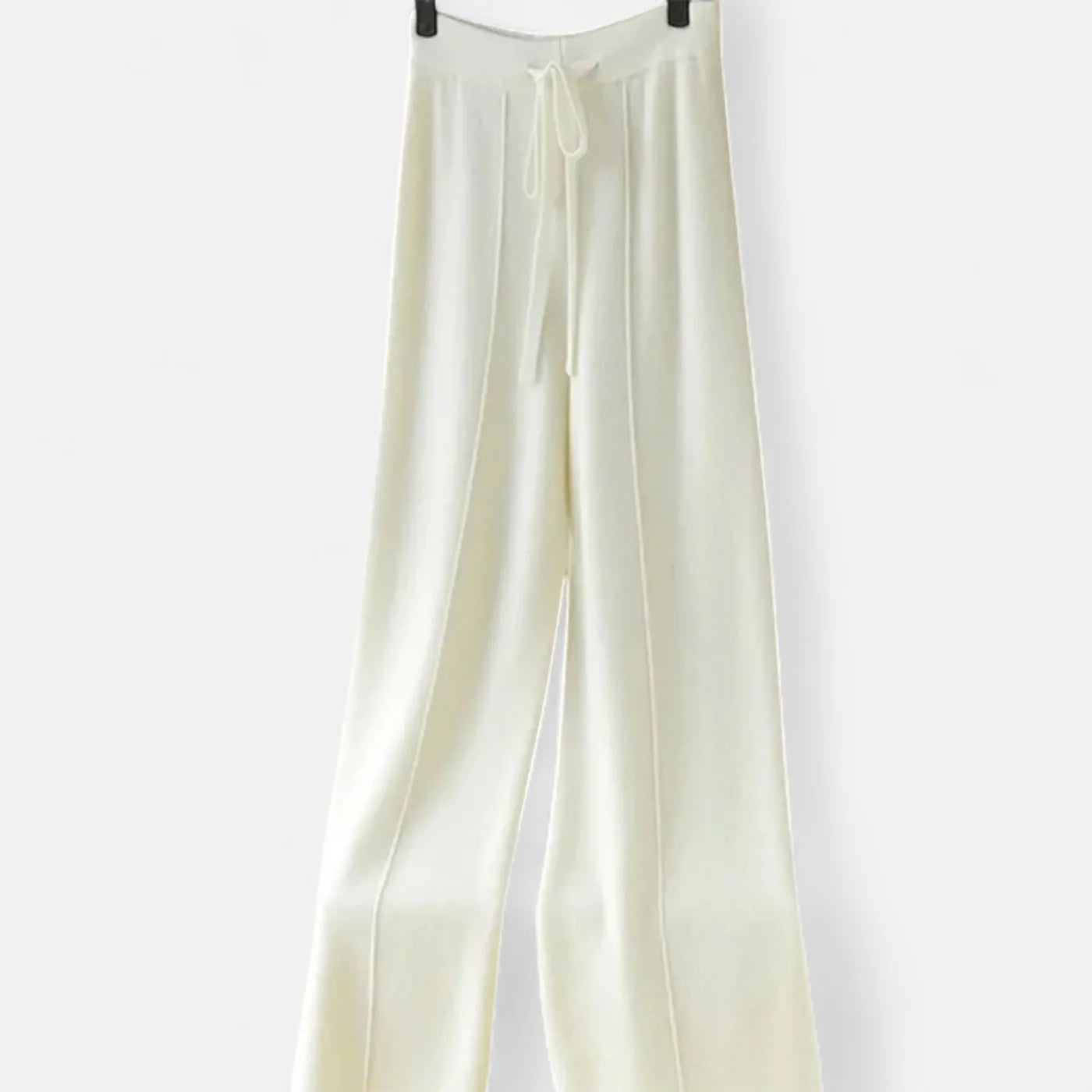 Pantalon femme en laine maille à jambes larges
