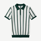 Striped knit polo with zip collar for men