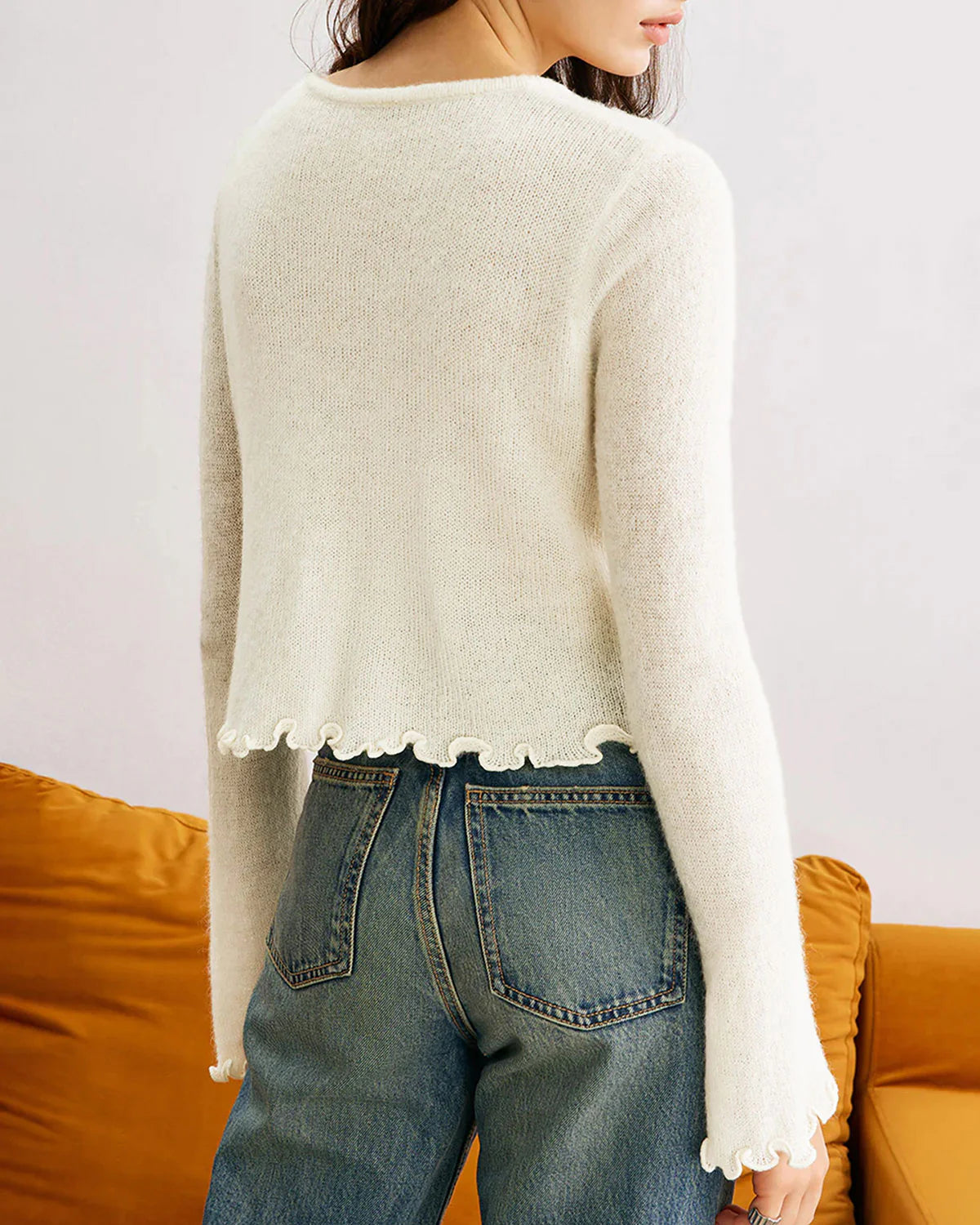 Élégant cardigan court en maille pour femme